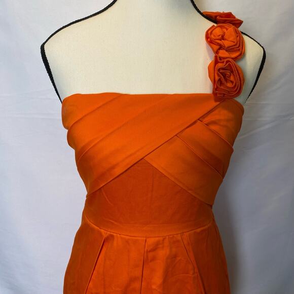 B Darlin Orange Flower One Strap Bodycon Formal Mini Dress Size 5/6 - Picture 2 of 12